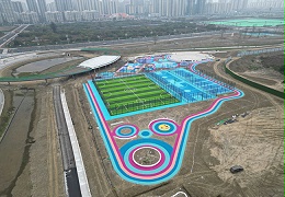 四川眉山新城体育公园硅PU篮球场5500平方,EPDM6500平方,人造草足球草坪2500平方项目顺利完工！