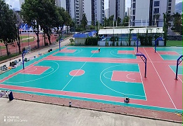 海南省三亚市吉阳区抱坡（西南大学三亚中学）2800平方5mm硅PU篮球场完工