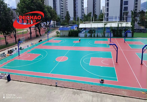 海南省三亚市吉阳区抱坡（西南大学三亚中学）2800平方5mm硅PU篮球场完工