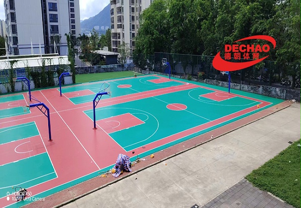 海南省三亚市吉阳区抱坡（西南大学三亚中学）2800平方5mm硅PU篮球场完工