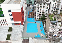 四川宜宾长宁希望小学1500平方双层20厚彩色EPDM塑胶球场完工！